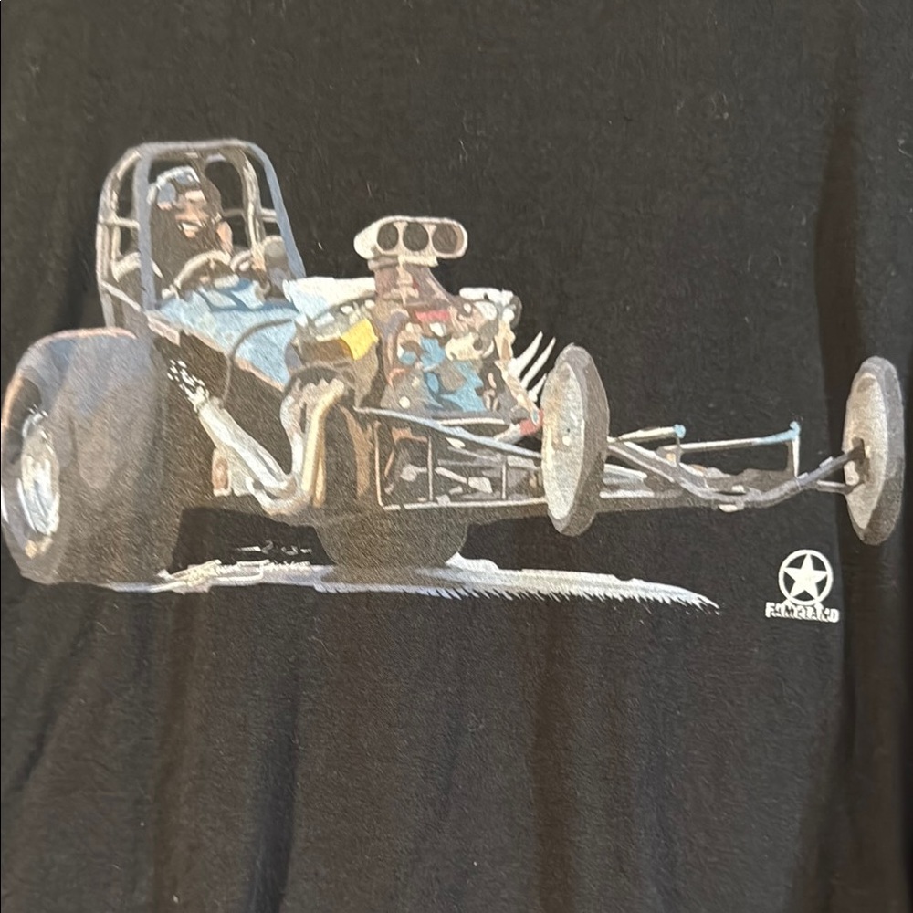 Black Graphic T-Shirt with Dragster Design